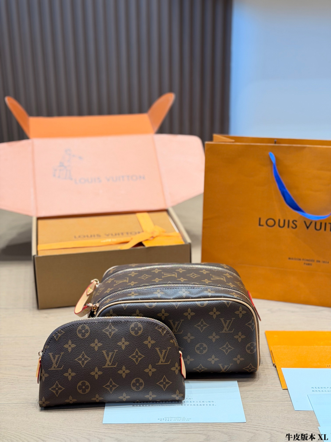 Louis Vuitton LV Monogram Handbag Cowhide Leather Top Handle Carry Travel Ready